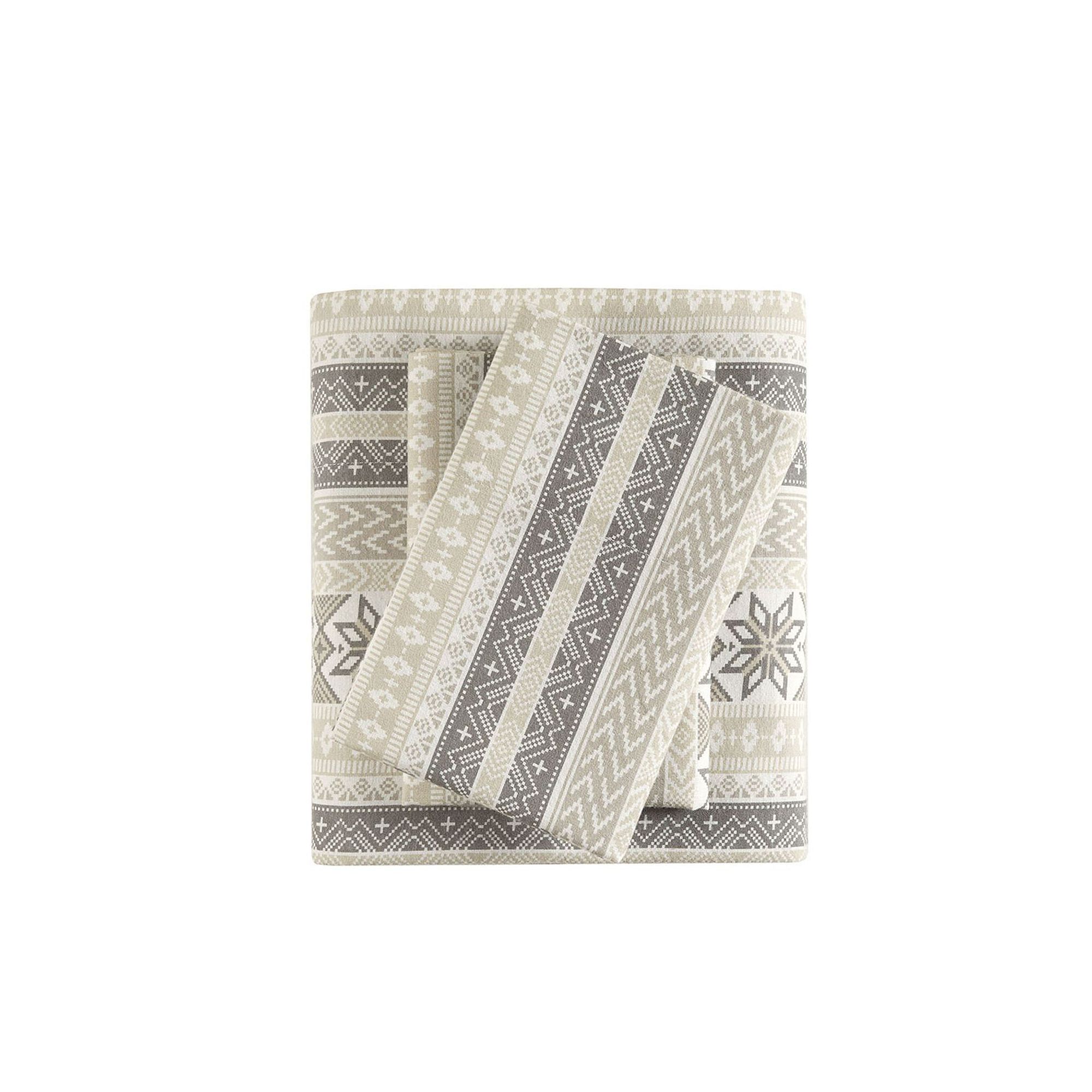 Sleep Philosophy Cozy Cotton Flannel Sheet Set, Gray Brown Nordic