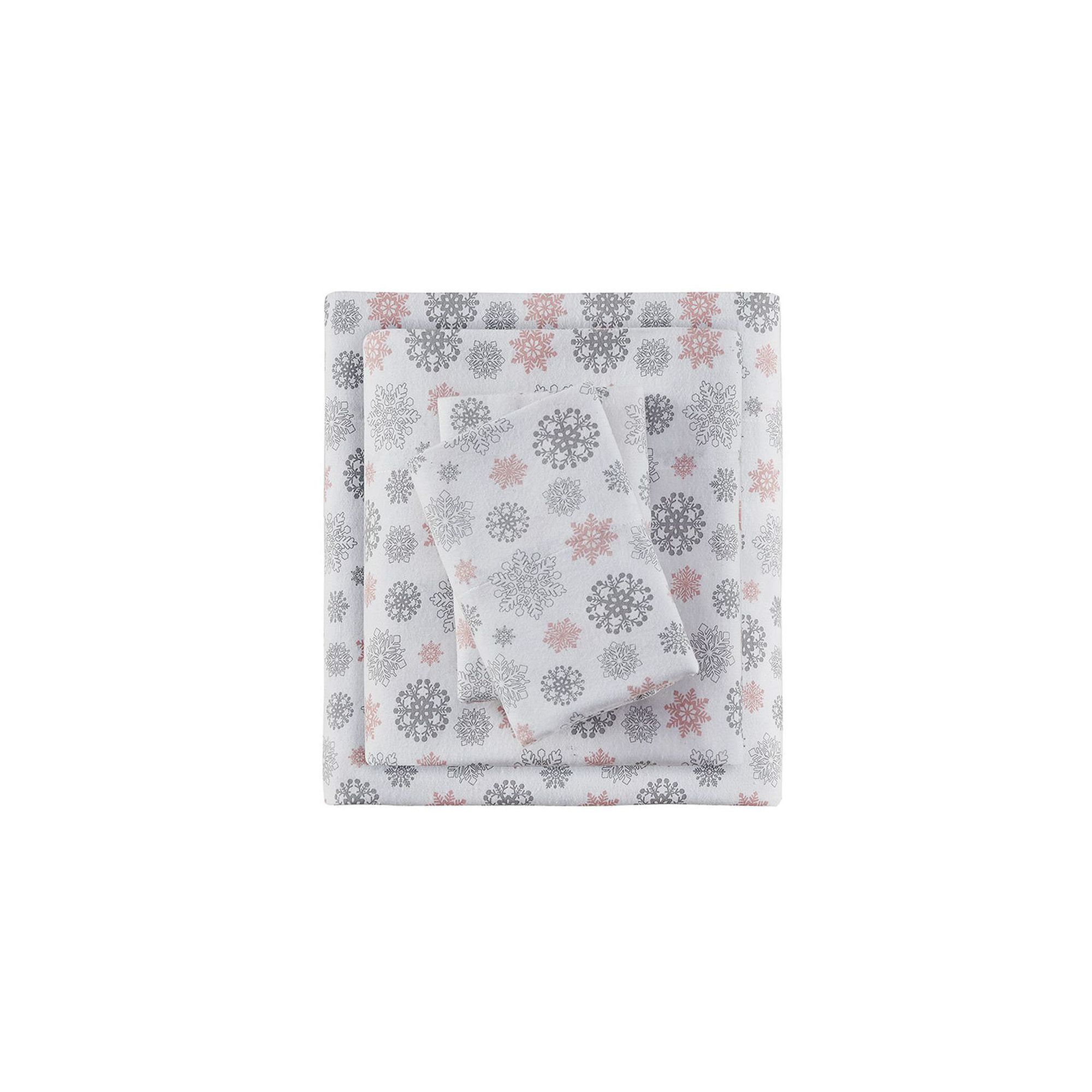 Sleep Philosophy Cozy Cotton Flannel Sheet Set, Pink Flurries