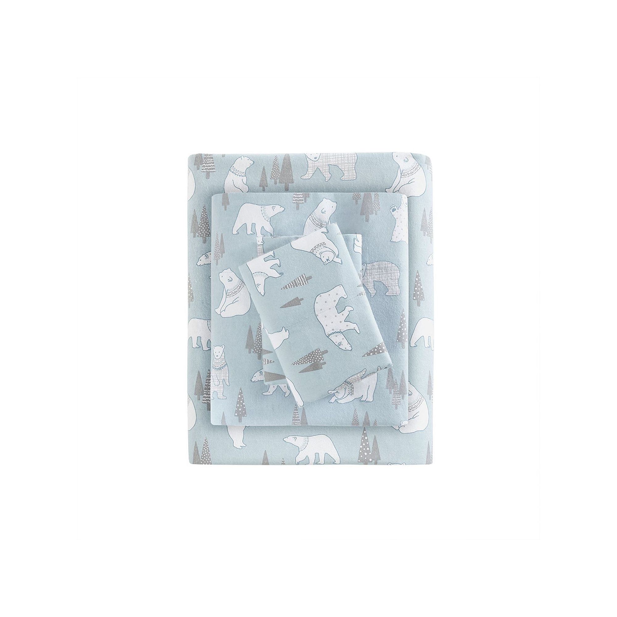 Sleep Philosophy Cozy Cotton Flannel Sheet Set, Polar Bears