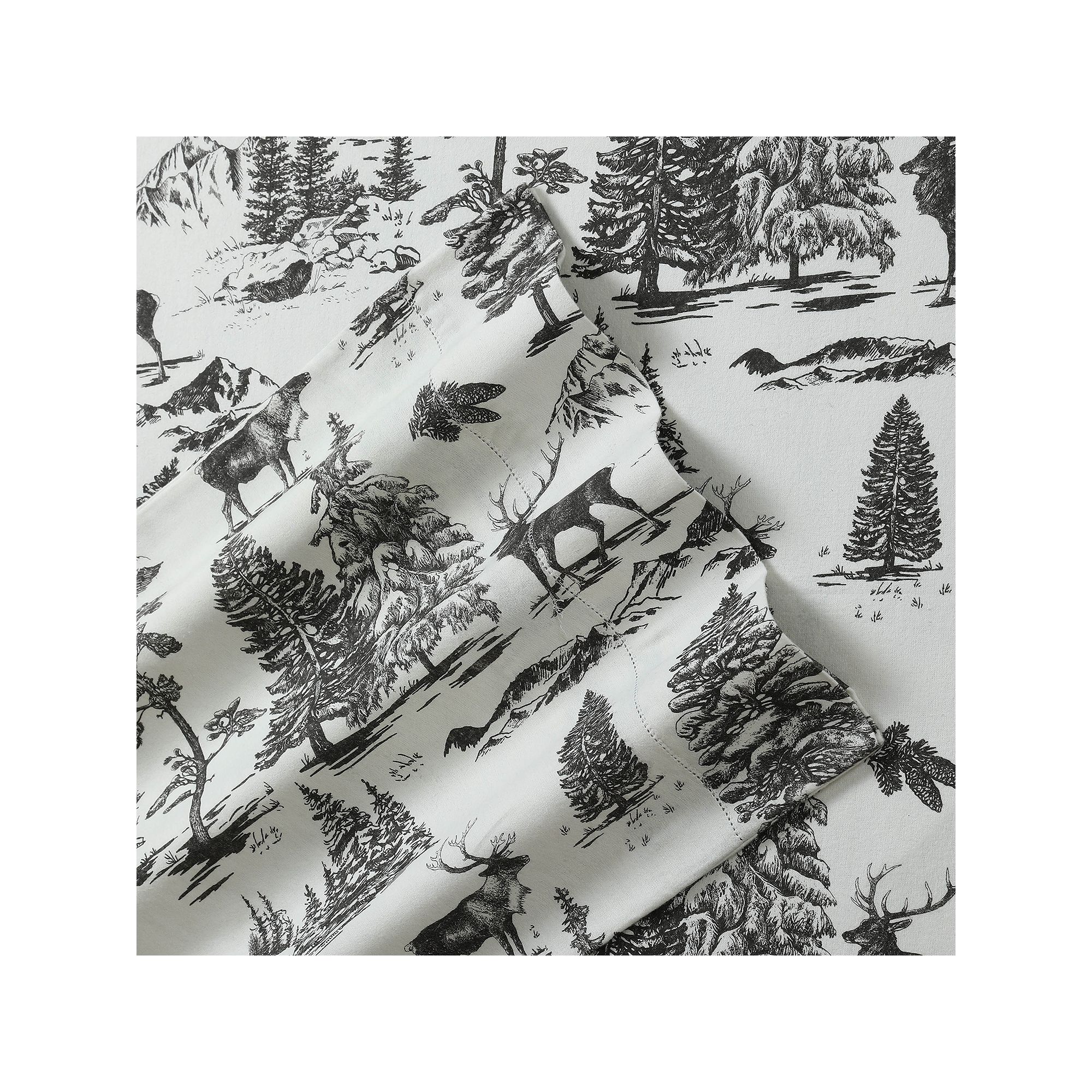 Tribeca Living Printed Deep Pocket Flannel Sheet Set, Grey Toile