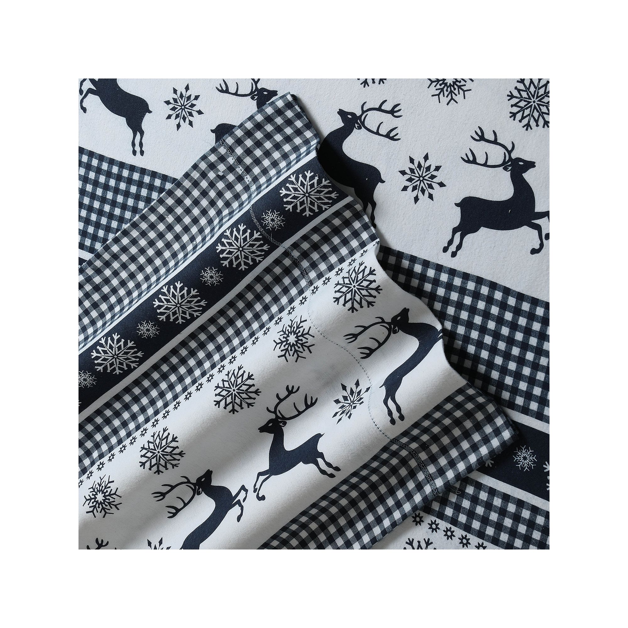 Tribeca Living Printed Deep Pocket Flannel Sheet Set, Blue Deer