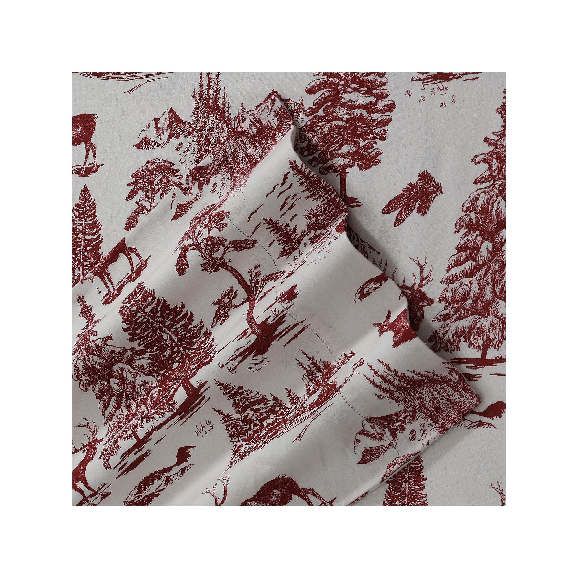 Tribeca Living Printed Deep Pocket Flannel Sheet Set, Red Toile