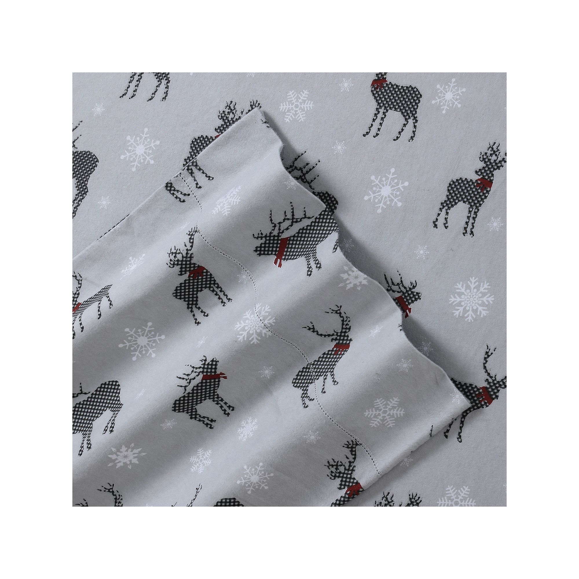 Tribeca Living Printed Deep Pocket Flannel Sheet Set, Winter Reindeer