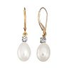 14k Gold Freshwater Cultured Pearl & Diamond Accent Drop Earrings