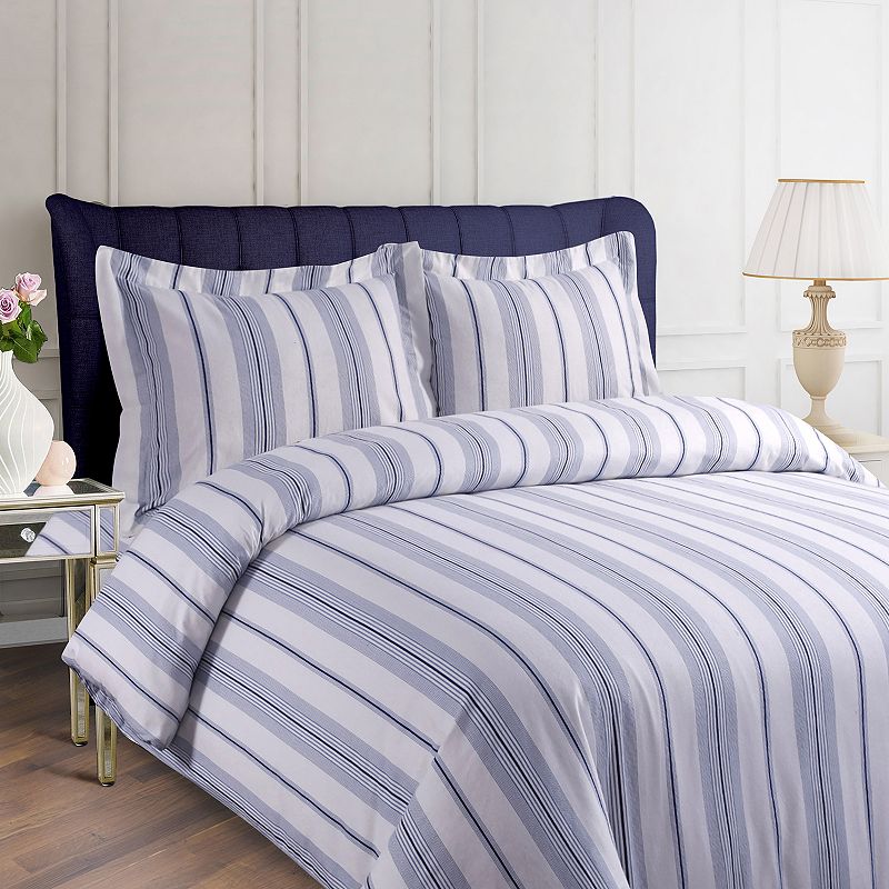 Printed Flannel 3-piece Duvet Cover Set, Blue, King