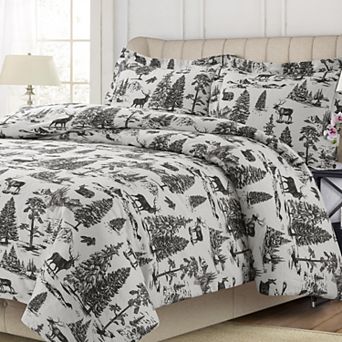 Tribeca Living Printed Flannel 3 pc Duvet Cover Set