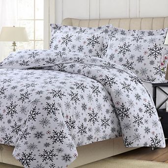 Tribeca Living Printed Flannel 3 pc Duvet Cover Set