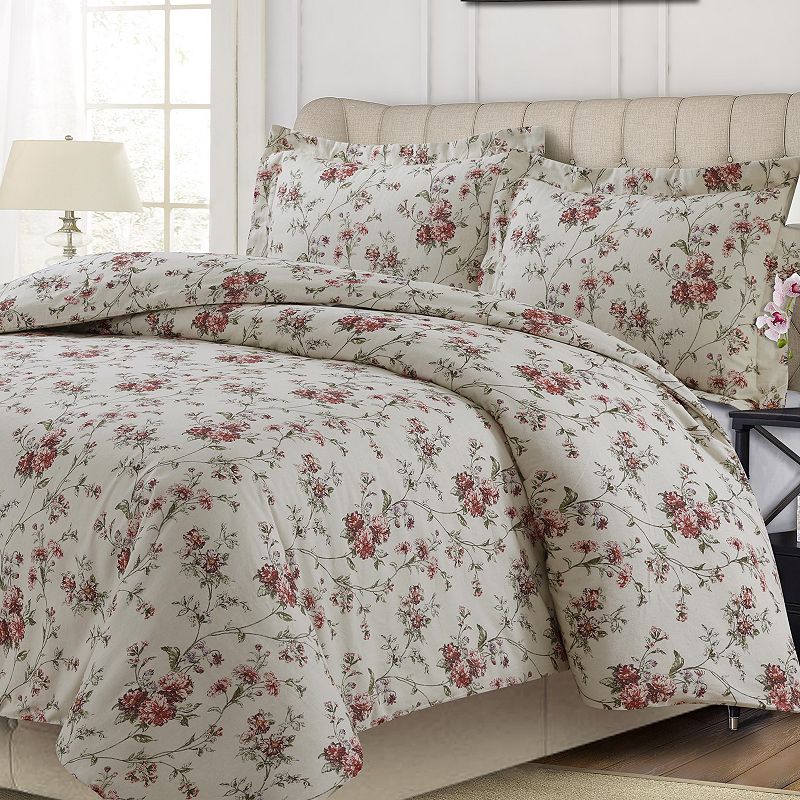 Printed Flannel 3-piece Duvet Cover Set, Multicolor, Full/Queen