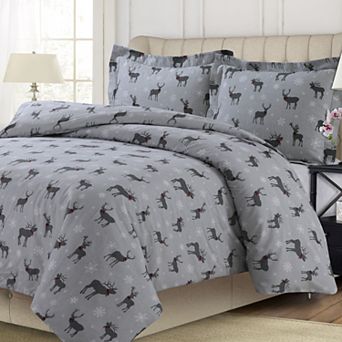 Tribeca Living Printed Flannel 3 pc Duvet Cover Set