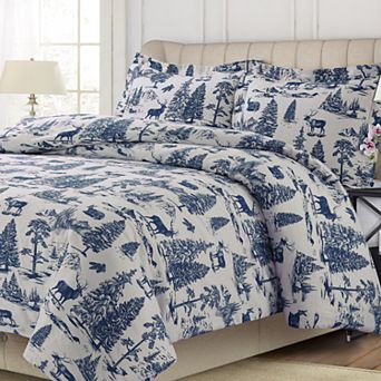 Tribeca Living Printed Flannel 3 pc Duvet Cover Set