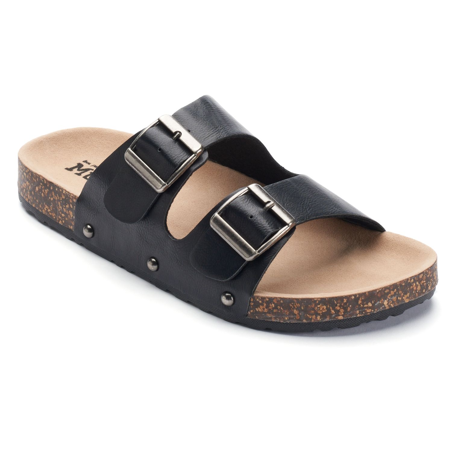 2 buckle slide sandals