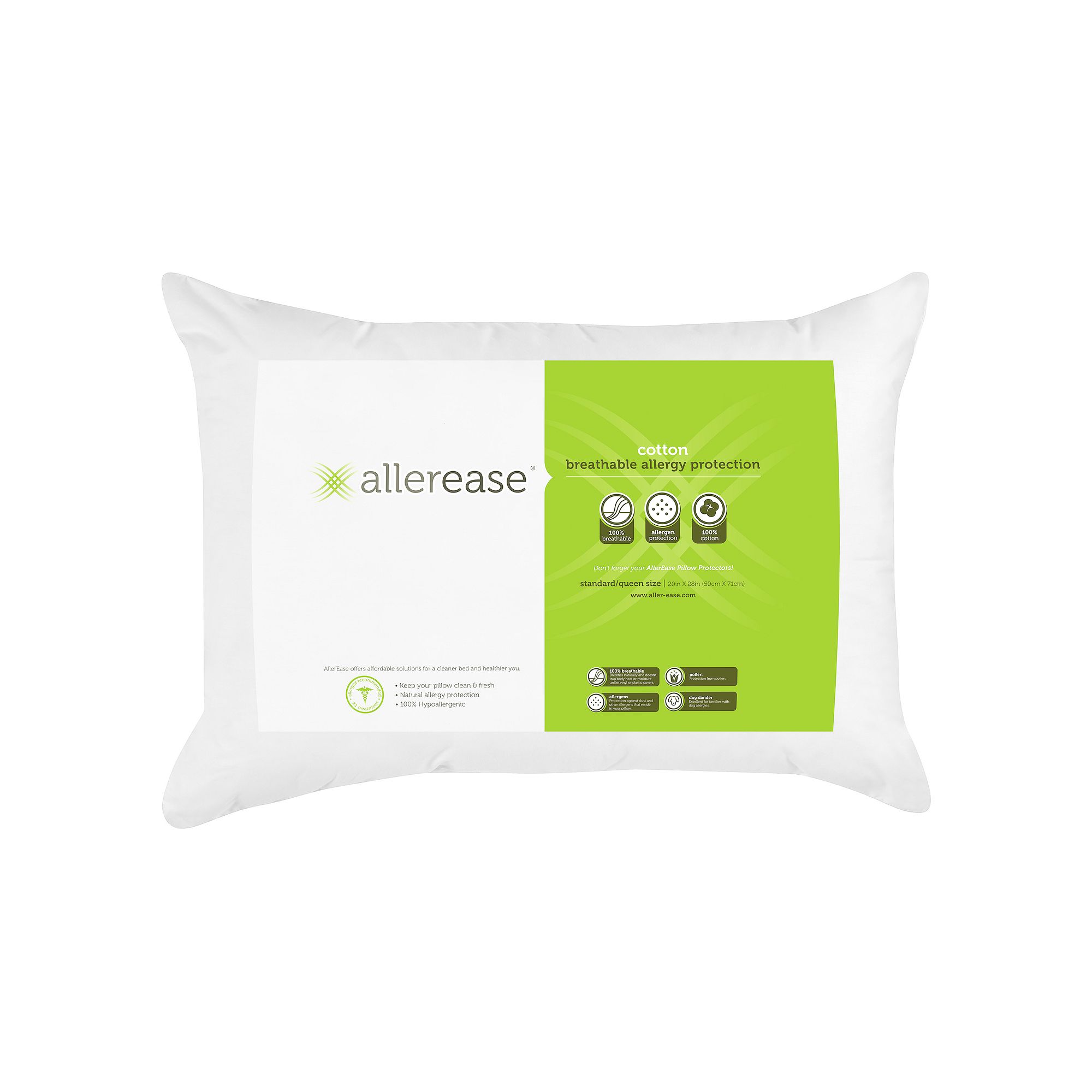 AllerEase Cotton Pillow, White