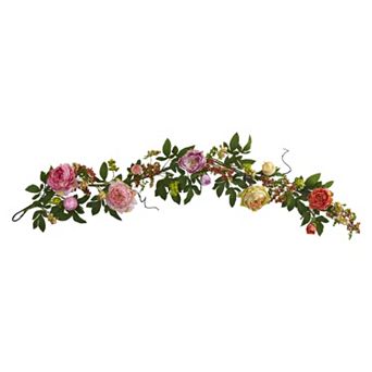 nearly natural Artificial Mixed Peony & Berry Garland