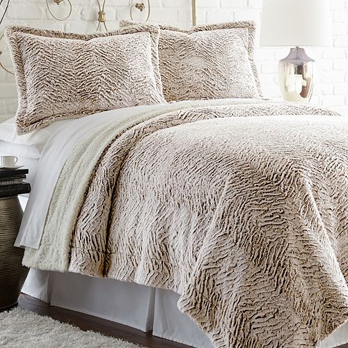 Serta Faux Fur Sherpa Reversible Comforter Set