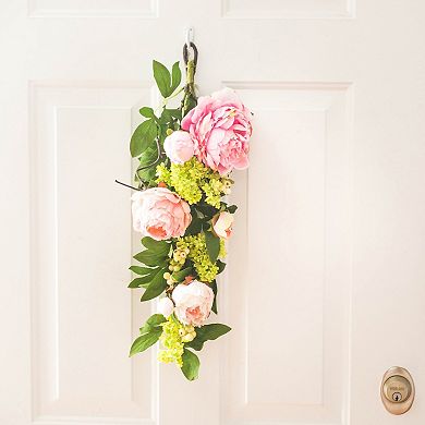 nearly natural Artificial Mixed Peony & Hydrangea Teardrop Garland