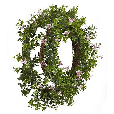 nearly natural Artificial Mini Ivy & Floral Wreath