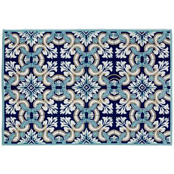 Liora Manne Ravella Floral Tile Indoor Outdoor Rug