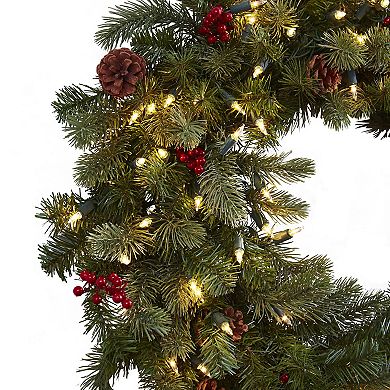 nearly natural Artificial Lighted Pine Wreath