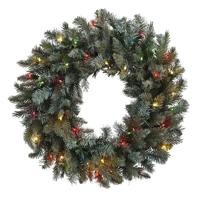 nearly natural Pre-Lit Colored Lights Artificial Pine Wreath, Green