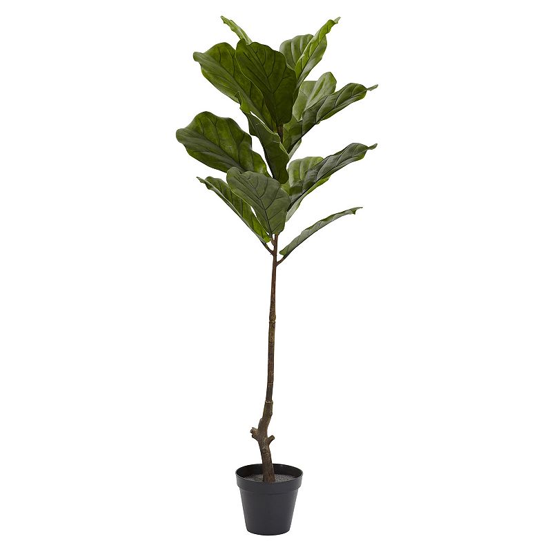 nearly natural 4-foot Artificial Fiddle Leaf Tree, Green