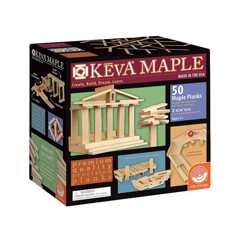 KEVA Maple 50-Piece Plank Set by MindWare, Multicolor