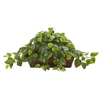 nearly natural Artificial Pothos Ledge Basket