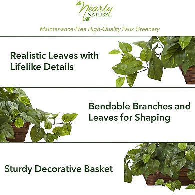 nearly natural Artificial Pothos Ledge Basket