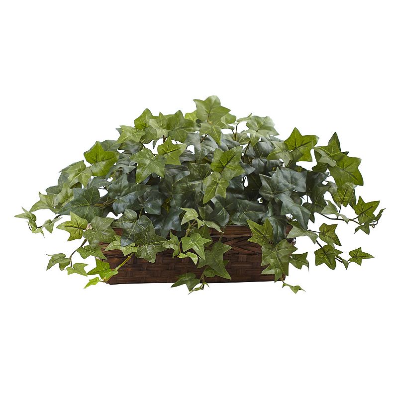 nearly natural Artificial Puff Ivy Ledge Basket, Green