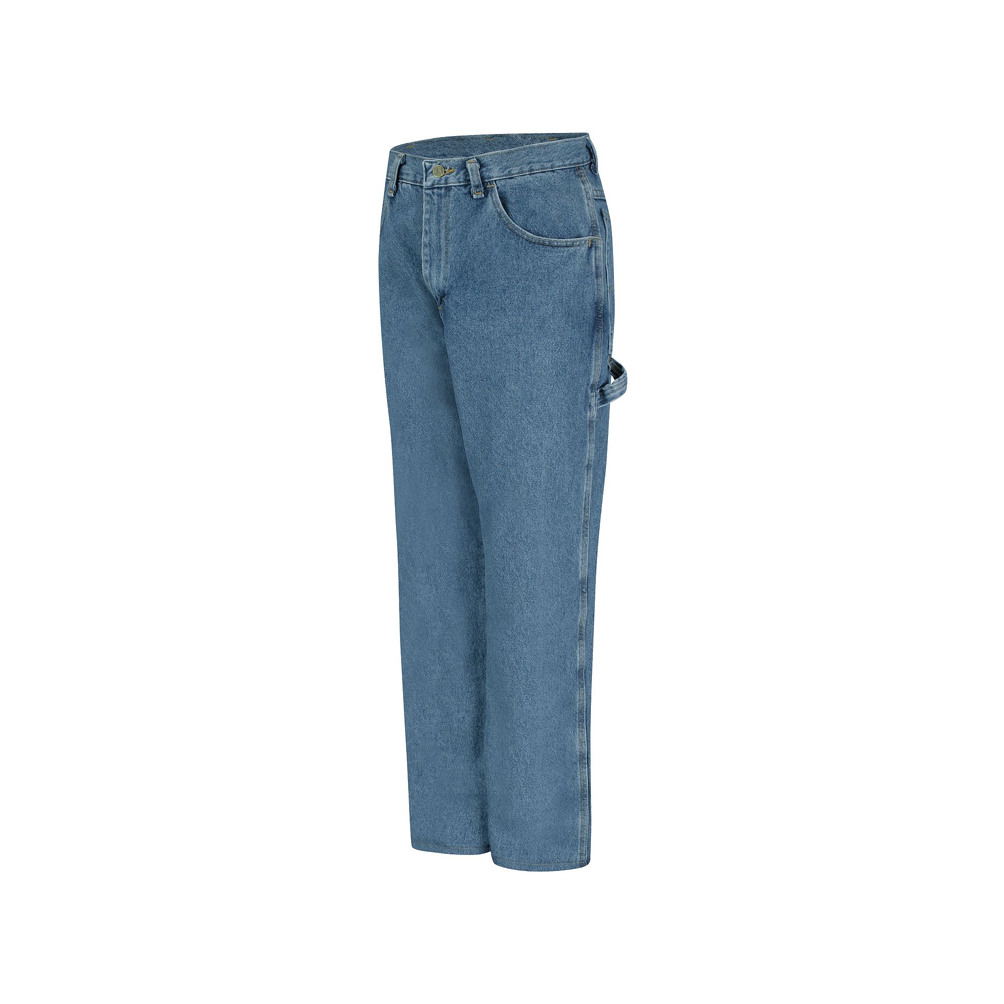 Mens Red Kap Loose-Fit Dungaree Jeans, Size: 36X34, Light Blue