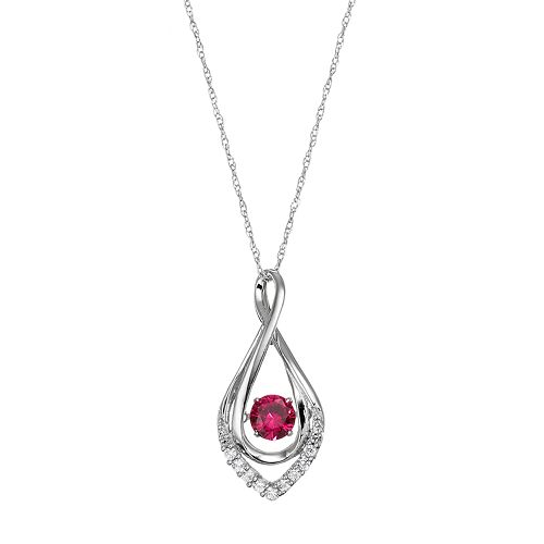 Sterling Silver Lab-Created Ruby Infinity Pendant Necklace