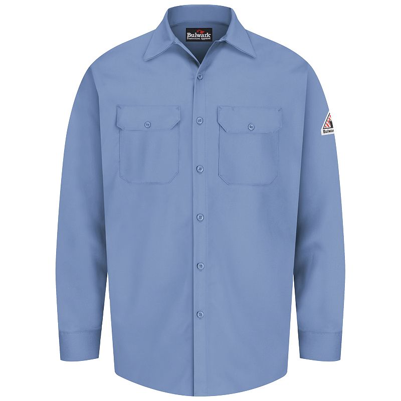 Mens Bulwark FR EXCEL FR Work Shirt, Size: Large, Blue