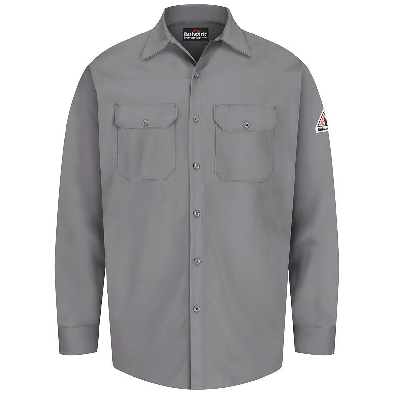 Mens Bulwark FR EXCEL FR Work Shirt, Size: Large, Grey