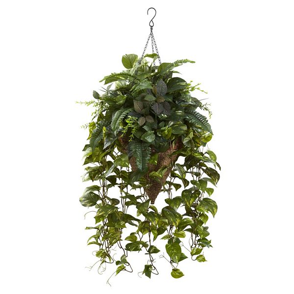 nearly natural Artificial Vining Mixed Greens Hanging Plant