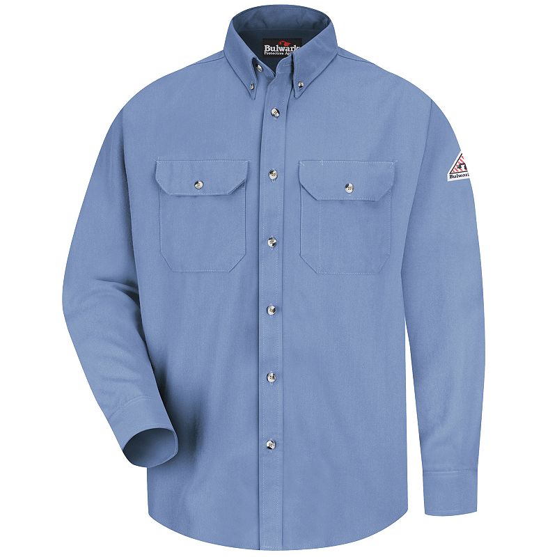 Mens Bulwark FR CoolTouch 2 Dress Uniform Shirt, Size: Large, Blue