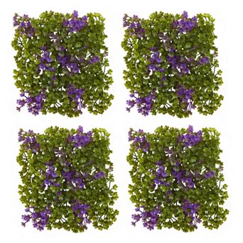 nearly natural Artificial Purple & Green Clover Mat 12 pc Set
