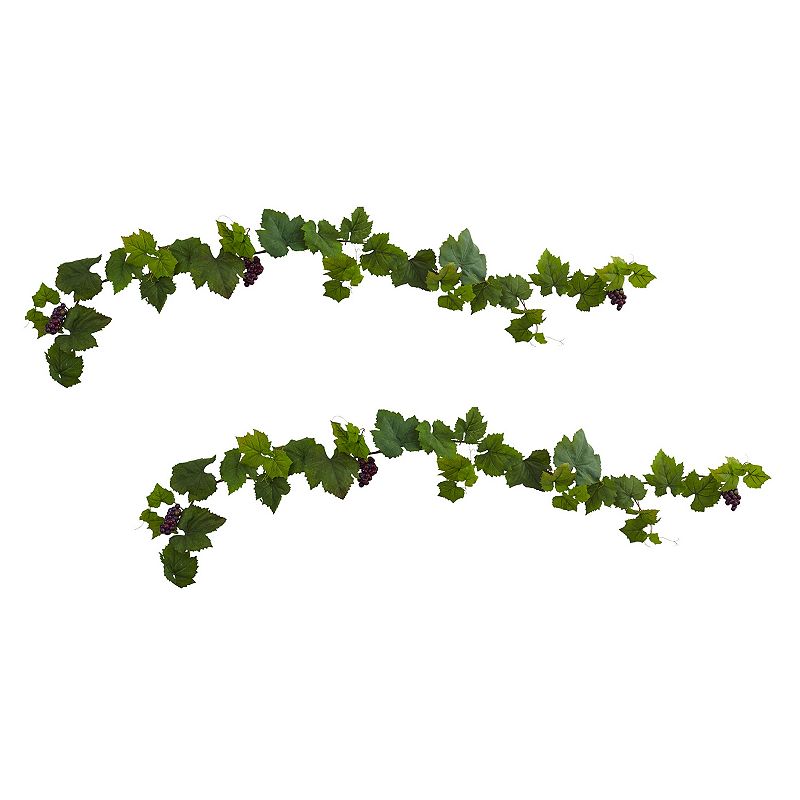 nearly natural Artificial Grape Leaf Deluxe Garland 2-piece Set, Green