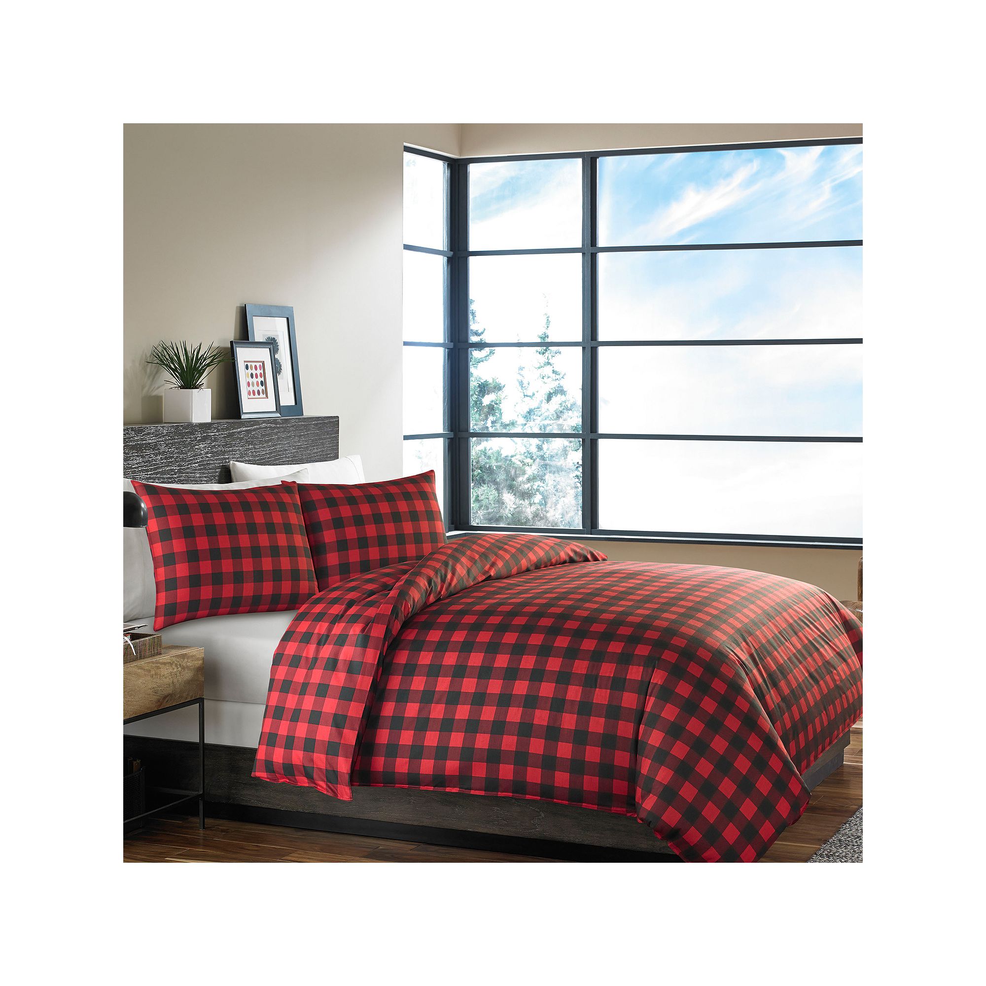 Eddie Bauer Mountain Plaid Comforter Set, Red