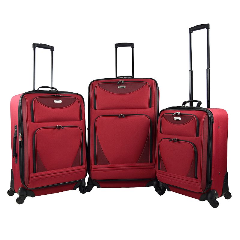 Travelers Club Sky-View 2.0 3-Piece Spinner Luggage Set, Red, 3 Pc Set