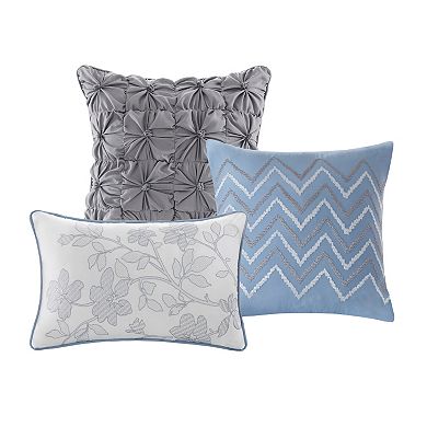 Madison Park Piper 6-Piece Floral Quilt Set with Shams and Throw Pillows