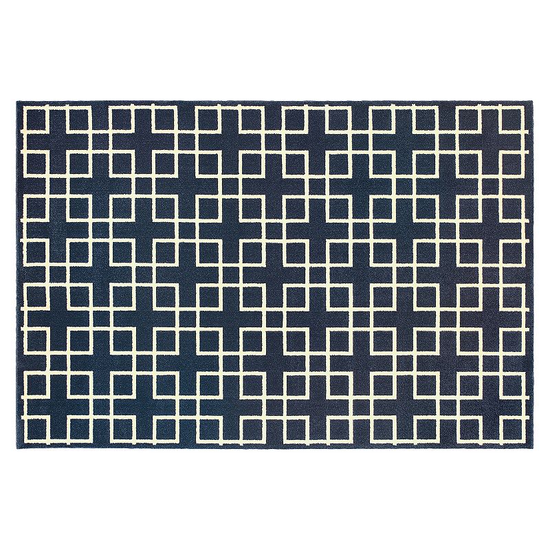 StyleHaven Everett Geo Block Rug, Blue, 10X13 Ft
