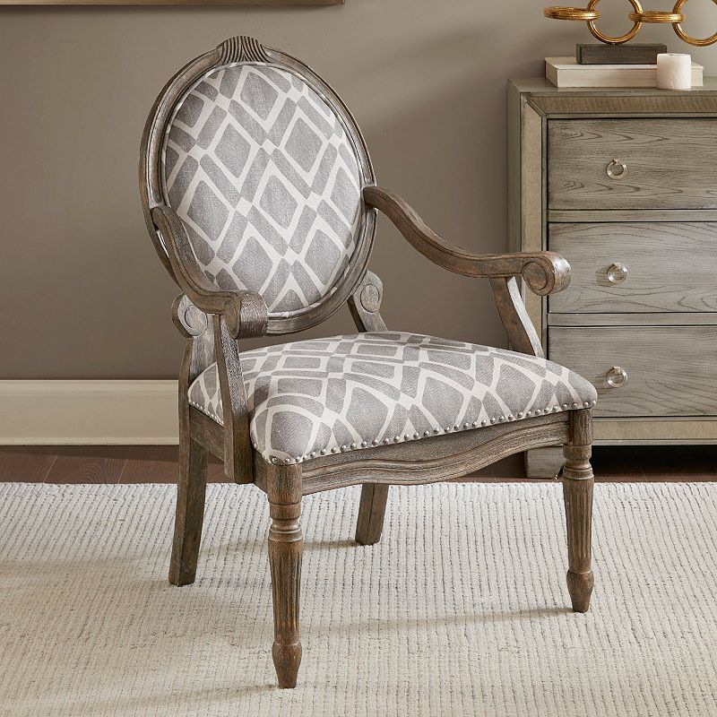 Hudson Exposed Wood Arm Chair - Gray/White