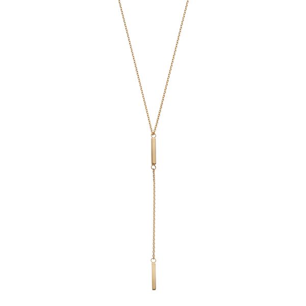 14k Gold Bar Link Lariat Necklace