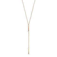 14k Gold Bar Link Lariat Necklace by
