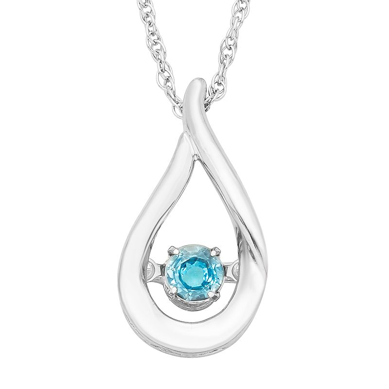 Sterling Silver Aquamarine Teardrop Pendant Necklace, Womens, Size: 18,