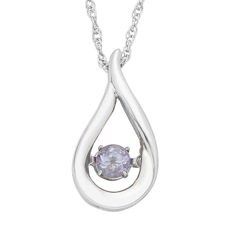 Sterling Silver Lab-Created Alexandrite Teardrop Pendant Necklace, Womens
