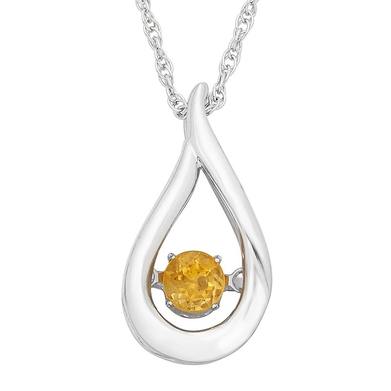 Sterling Silver Citrine Teardrop Pendant Necklace, Womens, Size: 18, Or
