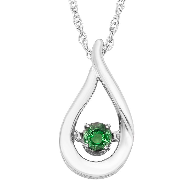 Sterling Silver Emerald Teardrop Pendant Necklace, Womens, Size: 18, Gr