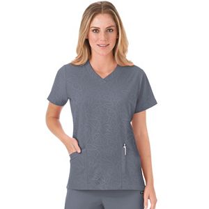 Plus Size Jockey Scrubs Modern Solid Illusions V-Neck Top
