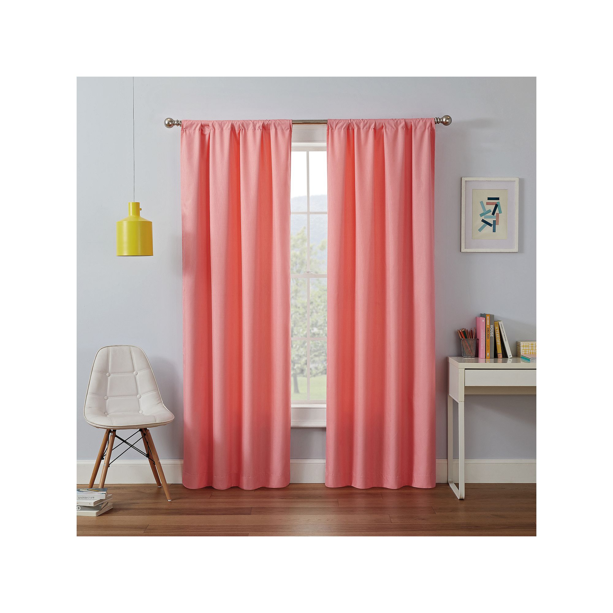 eclipse Kids Kendall Single Curtain Blackout 1-Panel Window Curtain, Pink