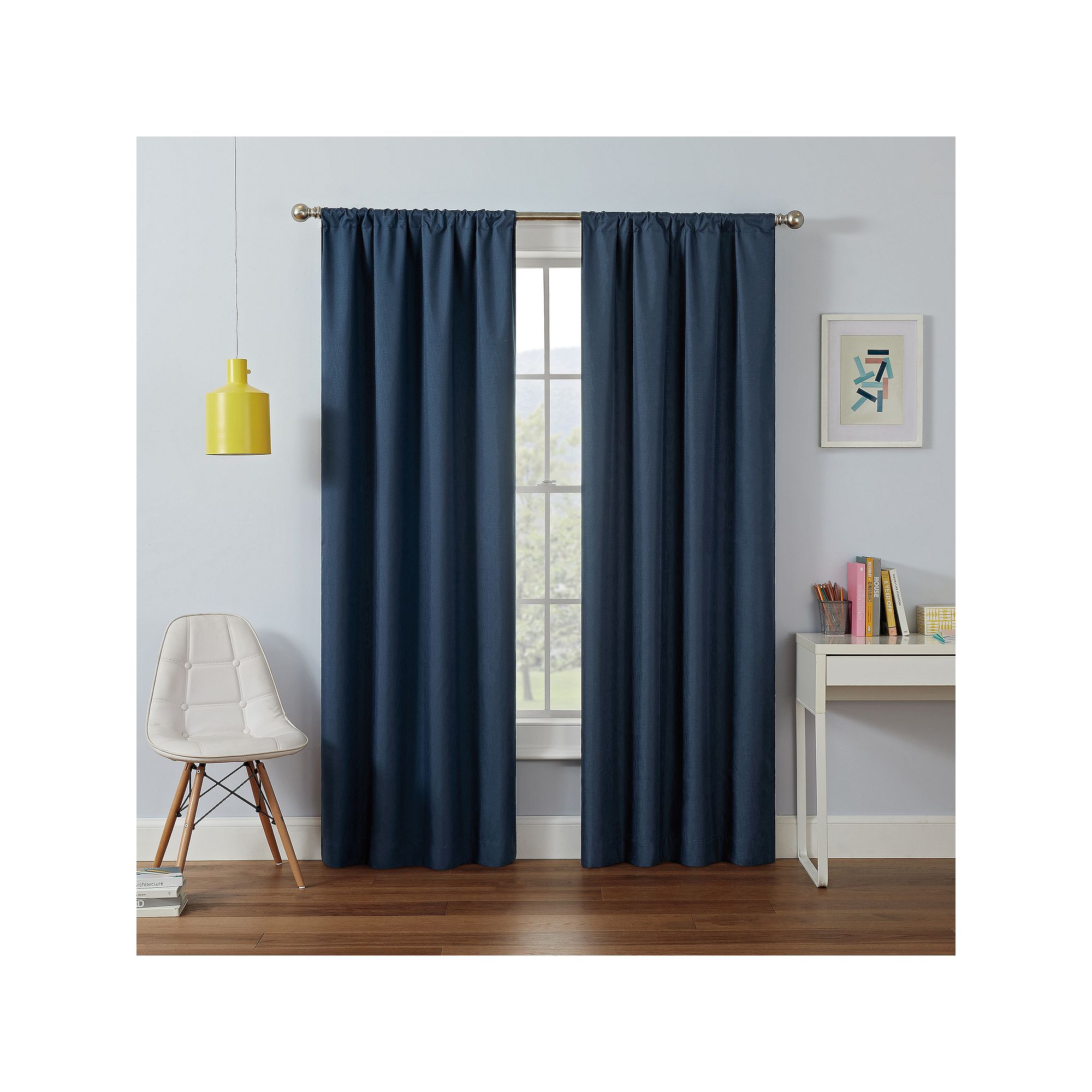 eclipse Kids Kendall Single Curtain Blackout 1-Panel Window Curtain, Blue